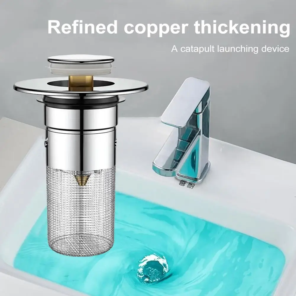 Pop Up Bathroom Drain Stopper Universal Pop-up Bathroom Sink Stopper with Anti-clogging Basket Hair Catcher for 1.1-1.45 U.s