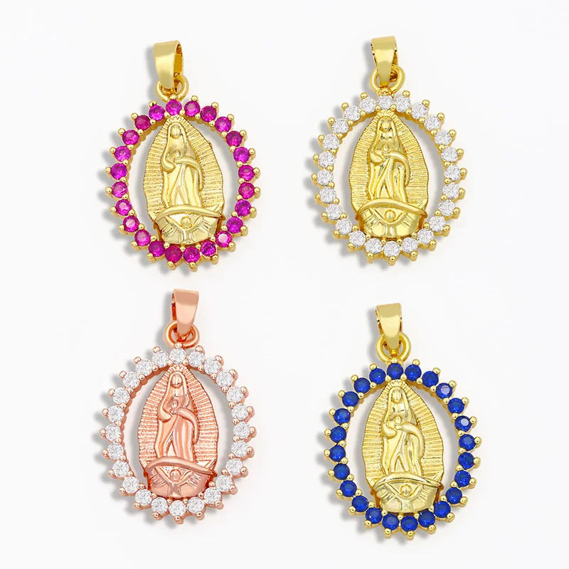 OCESRIO DIY Muticolor Virgin Mary Pendant Decoration For  Crystal Peace Pendant CZ Nacklace Jewelry Virgen De Guadalupe Pdta019