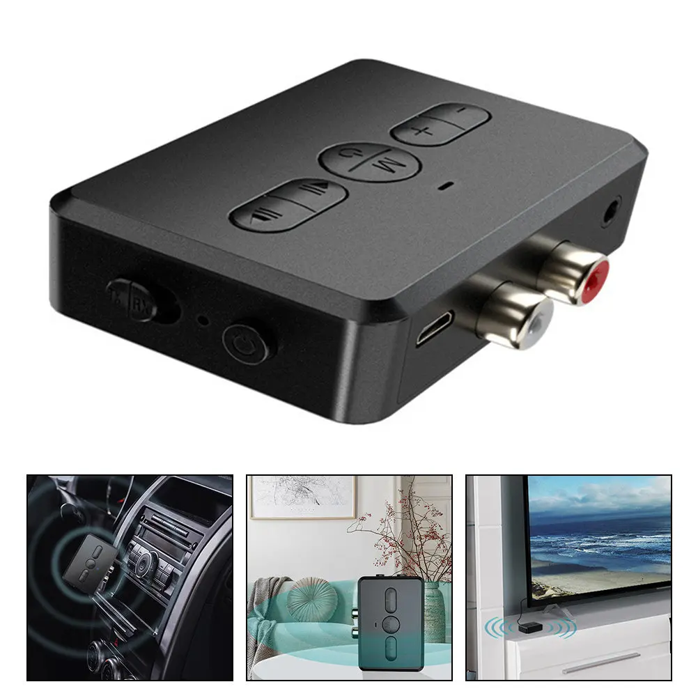 Wireless Audio Adapter 5.0 Dual Mode Transmitter Receiver for TV Speaker Car Home Rca Aux Compatible with