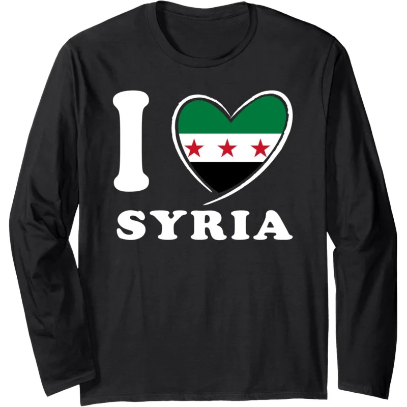 Free Syria Pattern T-Shirt For Men New Syrian Flag 3D Printed Tees Casual Harajuku Long Sleeves Loose T Shirts Street O-Neck Top