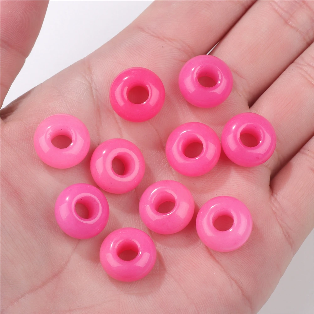 Wholesale Natural Stone Big Hole Beads Smooth Round Abacus Shape Large Hole Pendant Bead for Jewelry Making DIY Accessories