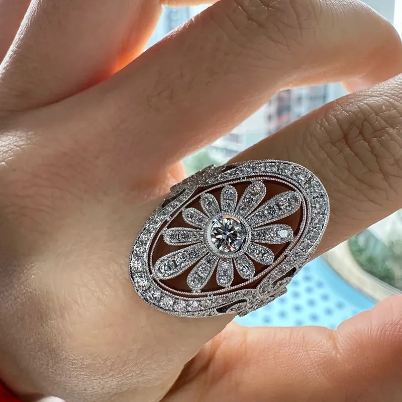 Vintage para Moissanite diamentowy pierścionek 100% Real 925 Sterling Silver obrączka pierścionki dla kobiet mężczyźni obiecują biżuterię