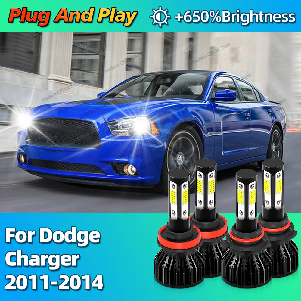 

2/4 шт., 6000K, автоматическая светодиодная лампа, 4-сторонний чип, автомобильная фара HB3 H11, лампочки Canbus 180 Вт для Dodge Charger 2011 2012 2013 2014