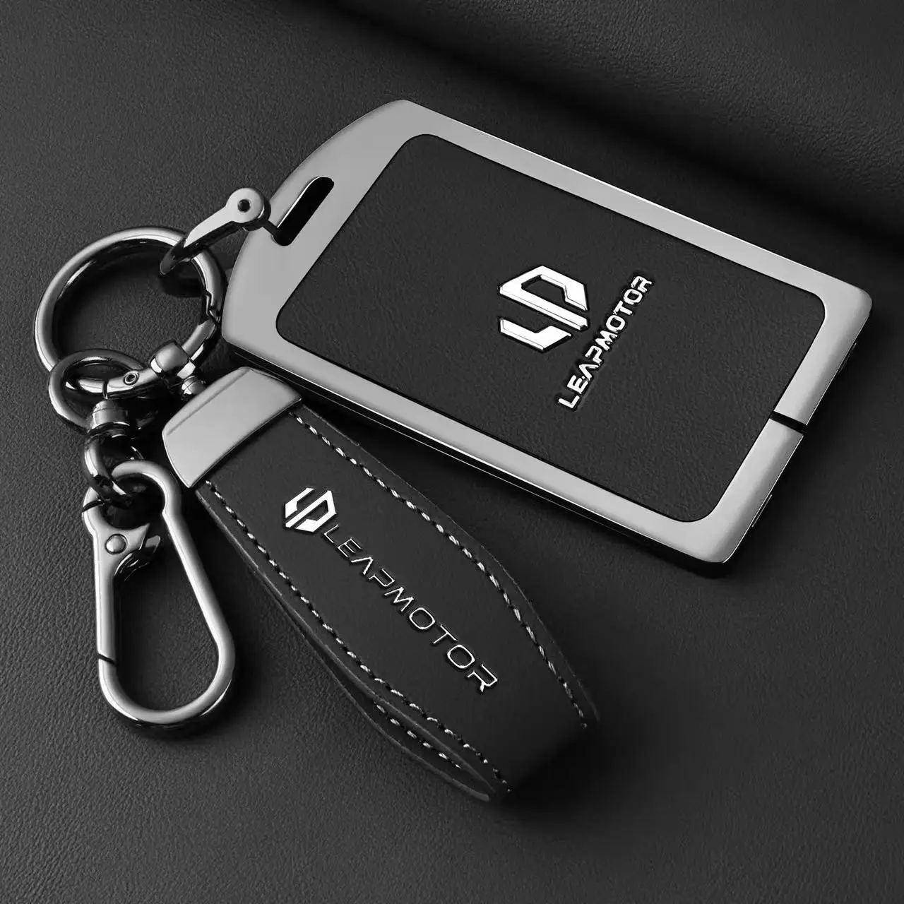 Autozubehör Zinklegierung Leder Schlüsselhülle für Leapmotor C10 C11 C16 Schlüsselschutzabdeckung Halter Kette Schale Dekorationen Schnalle – Detail 6