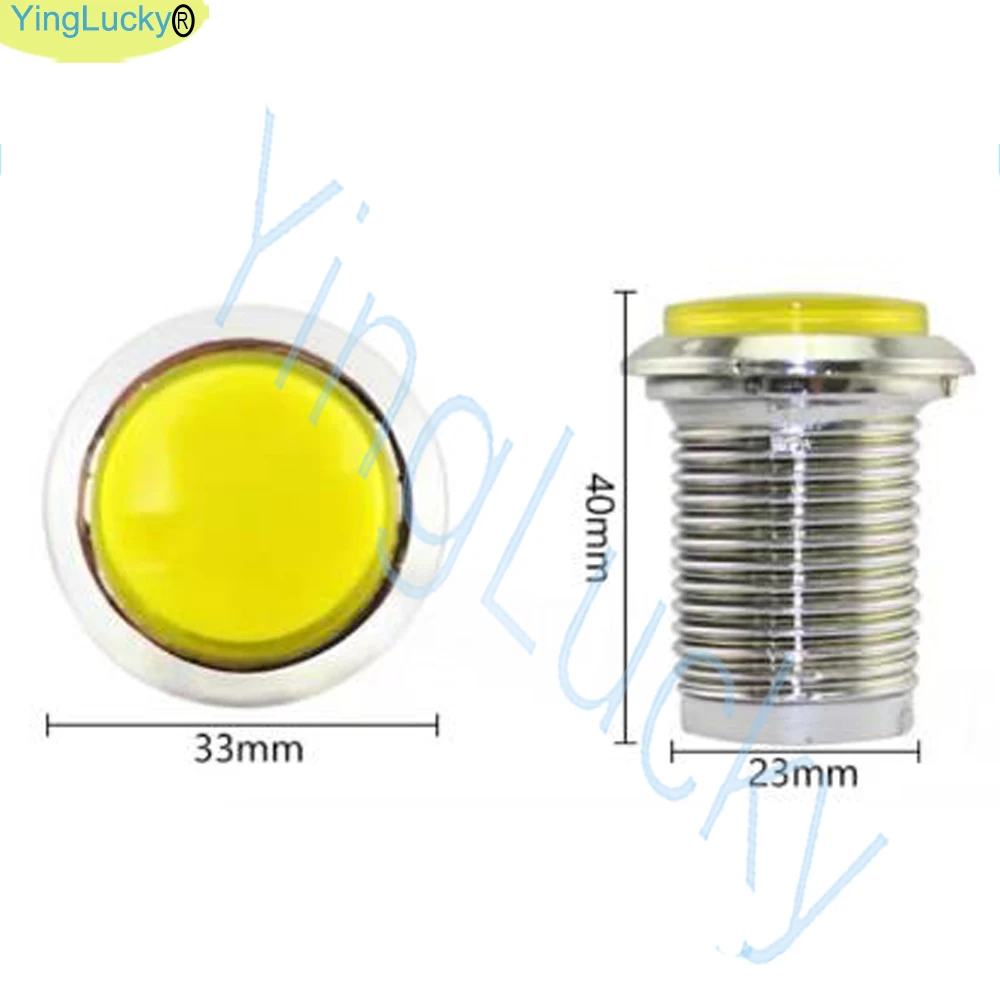 아케이드 LED 버튼, 1 P 및 2 P 코인 버튼, 33mm 광택 유리, 5V LED 푸시 버튼, 2 핀 케이블 포함, 아케이드 케이블, 제로 딜레이 버튼