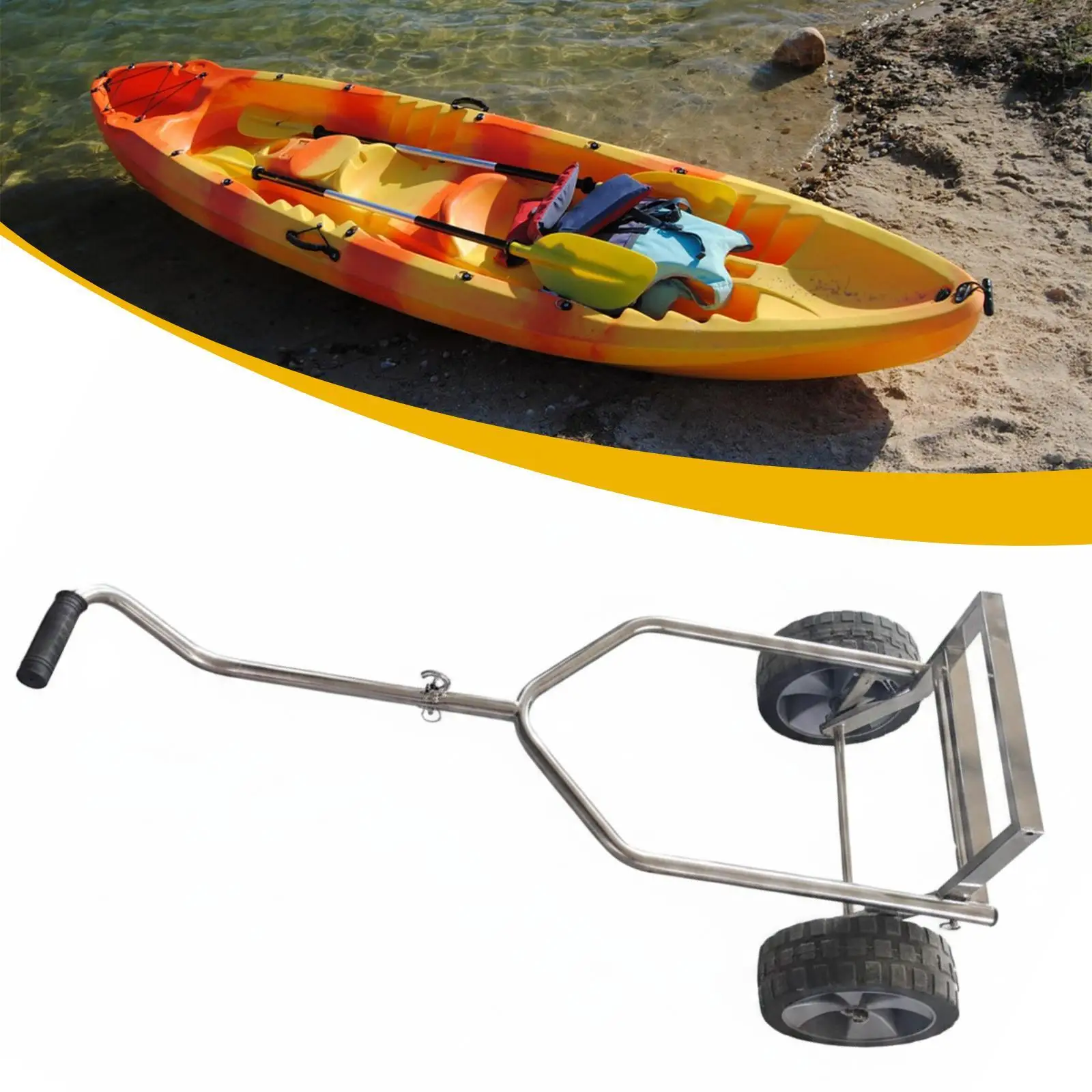 Foldable Boat Trailer Dolly Kayak Cart Supplies Men Carrier Outdoor Adults Multifunction Carrying Inflatable Boat Trolley