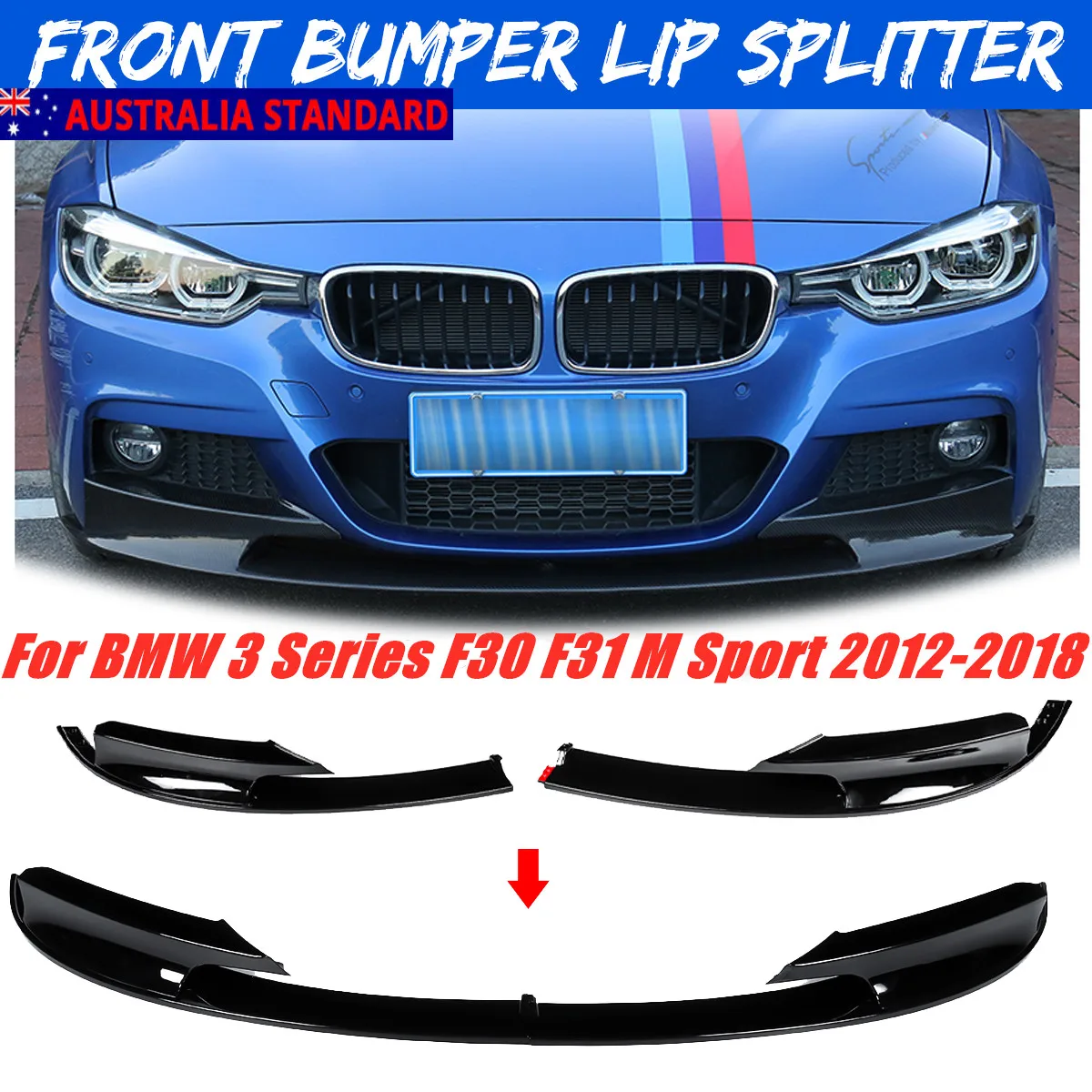 Image of Stoßstangenschutz vorne, Stoßstangenspoilerlippe für BMW F30 3er Serie M Style 2012 2013 2014 2015 2016 2017 2018