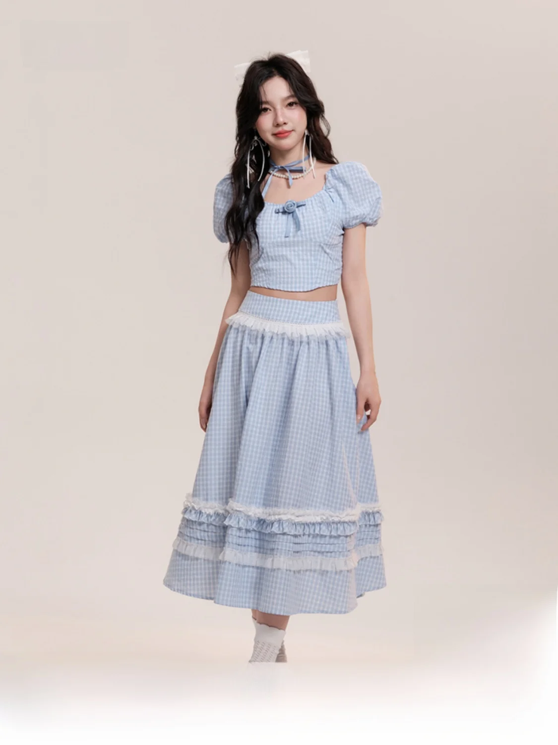 aooraa-design-original-ballet-fille-rose-dentelle-plaid-bulle-sve-long-dr-femmes-up-ensemble-faionable-coton-fermeture-eclair-dr