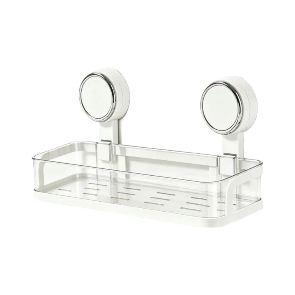 Wall Mount Shower Shelf with Reliable Vacuum Suction Supports 10KG No Drilling Required PET ABS Construction 30x10.7x4.8cm