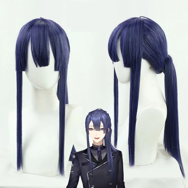 

2 Types VTuber Nagao Kei Cosplay Wig 70CM Long Blue Straight Ponytail Side Bangs Heat Resistant Hair YouTuber Role Play