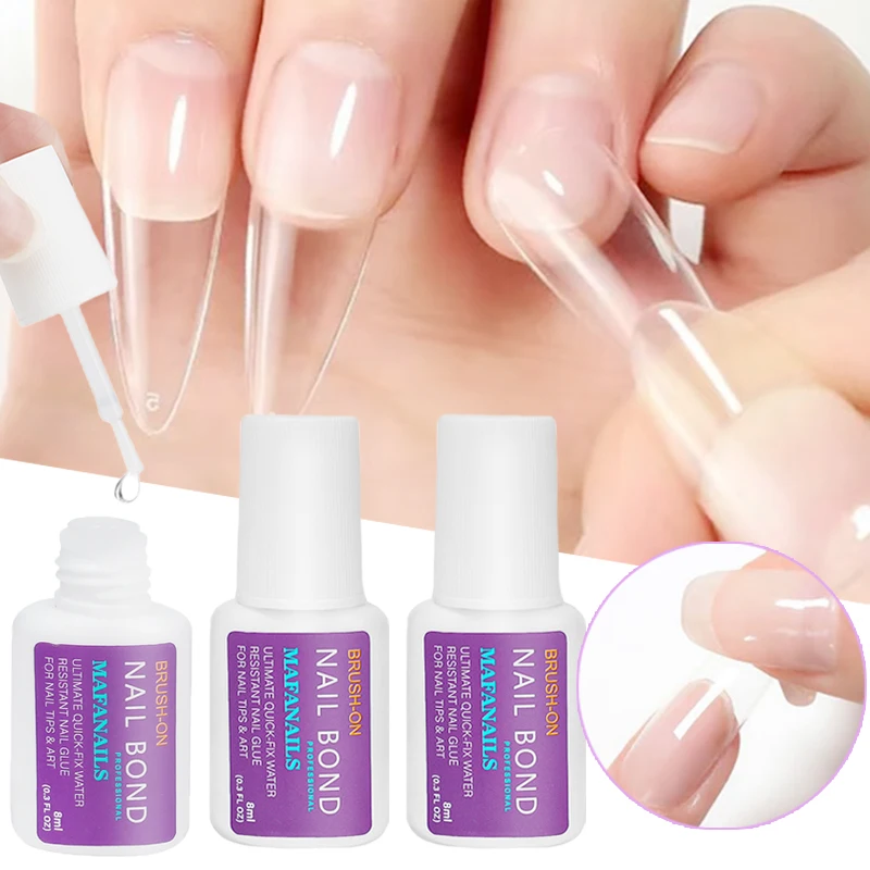 8ML Quick Drying Nail Glue with Brush Long Lasting Strong Transparent Professional Press on False Nails Tips Bond Glue Nail Tool