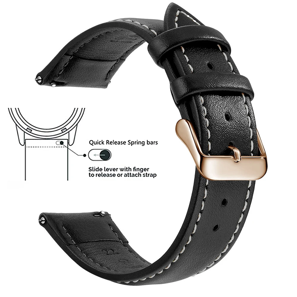 SAMCO Uhrenarmband aus genarbtem Echtleder, Schnellverschluss 18 mm/20 mm/22 mm Uhrenarmbänder, passend für Samsung Galaxy Watch, Garmin Huawei Watch 8