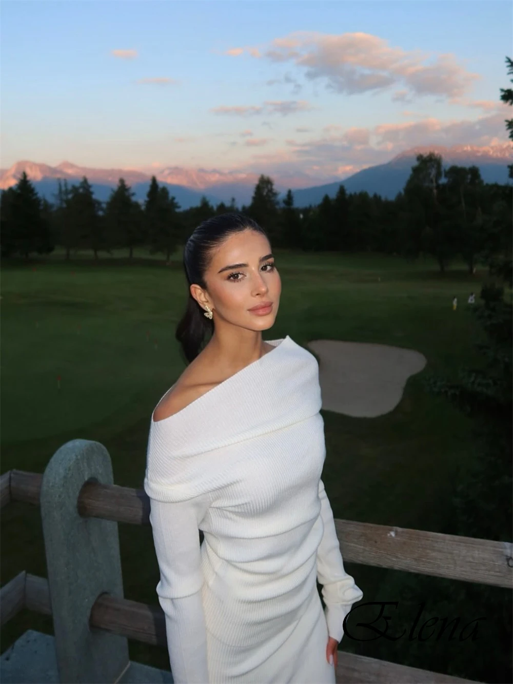 

Customized Boat Neck Long Sleeves Soft Homecoming Dress Mermaid White Formal Ruched Prom Dress Floor Length Simple Evening Dress