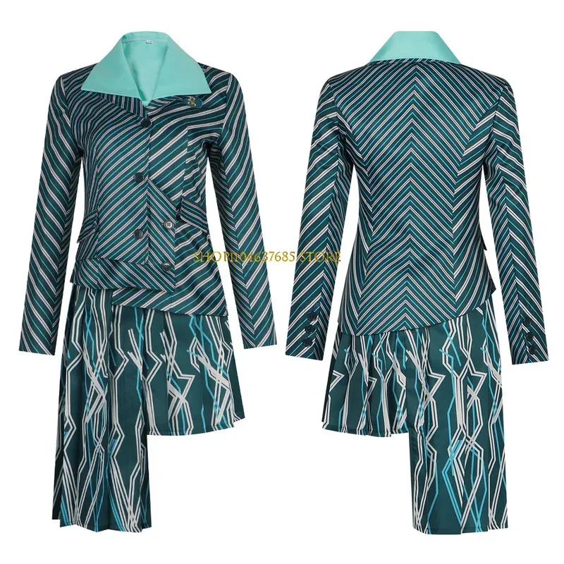 فيلم الشريرة تأثيري الساحرات زي Elphaba Nessarose Breizh Pfannee تأثيري الرجال النساء مخطط زي مدرسي مجموعة فستان يومي