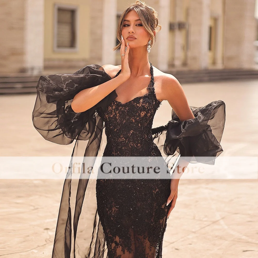 Black Evening Dresses For Girls 2026 Customized Sequined Mermaid Wedding Party Dress Prom Gowns With Warp