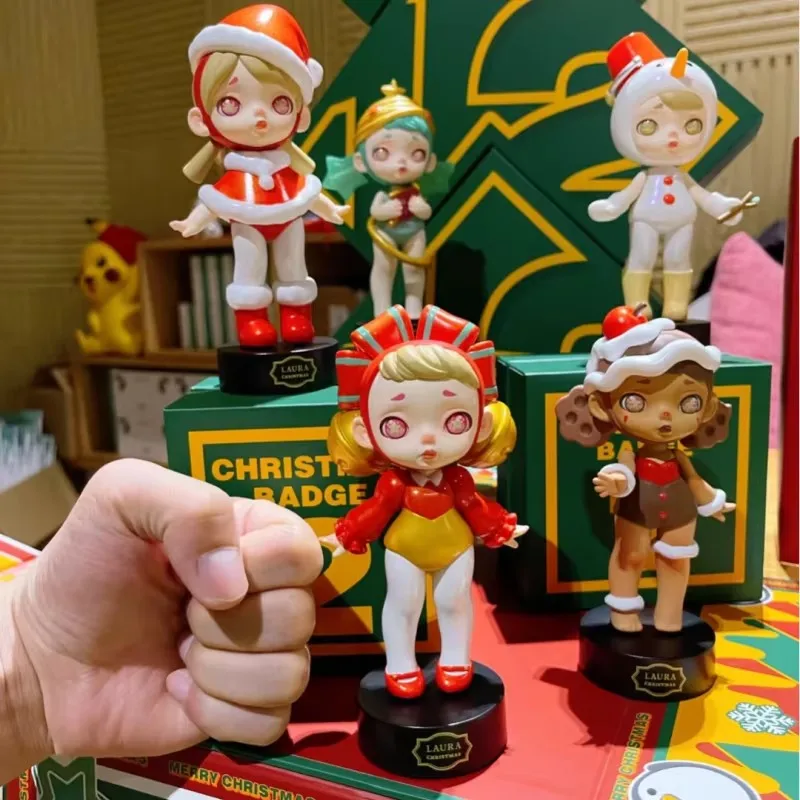 Genuíno laura série de natal edição limitada caixa cega figuras de ação boneca de fadas brinquedos coletar modelo caixa mistério crianças presente natal