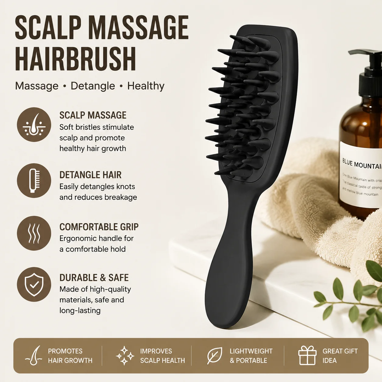 Long Handle Scalp Massage Shampoo Brush, Hair Washing Comb, Head Exfoliating Massager Bath Body Scrubber Hair Care Tool