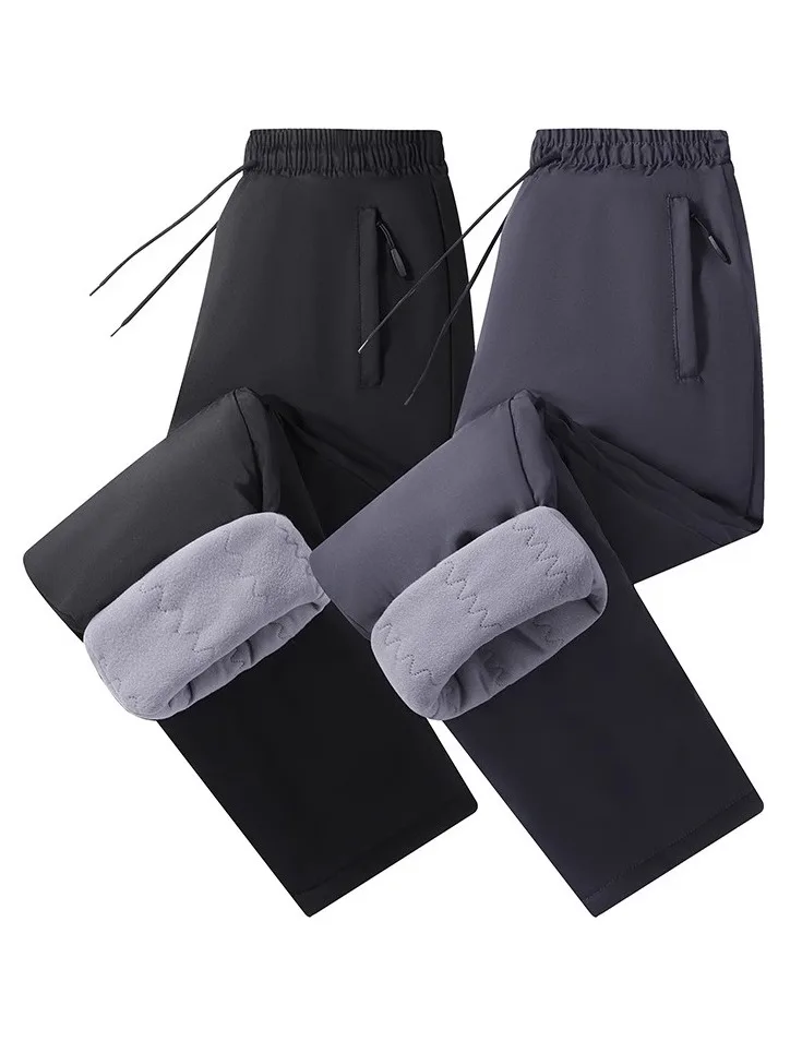 

Хлопковые брюки Thiened, мужские зимние повседневные прямые брюки, теплые брюки с защитой от холода, теплая защита колена, мексиканские брюки из полиэстера...