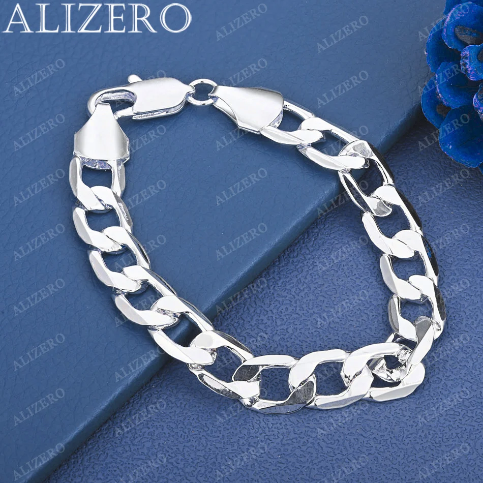 

ALIZERO 925 Sterling Silver Bracelet 10mm Side Chain Bracelets For Men Women Fashion Fine Jewelry Wholesale