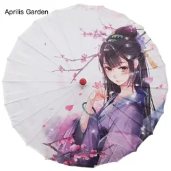 82cm Japanese Style Silk Cloth Oil Paper Umbrella Dance Show Hanfu Chinese Silk Rainproof Home Decor Parasol