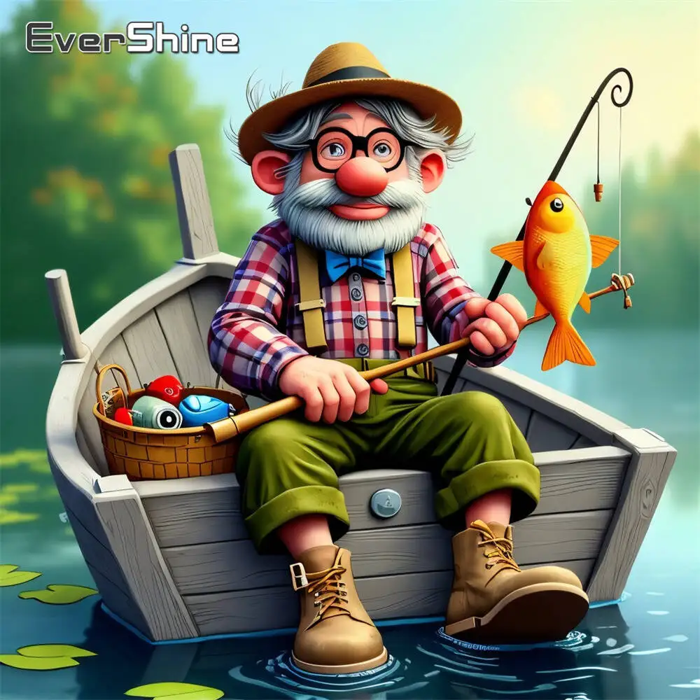 

Evershine Full Square Round Diamond Painting Old Man Portrait DIY Cartoon Embroidery Ship New Arrival Mosaic Handmade Gift