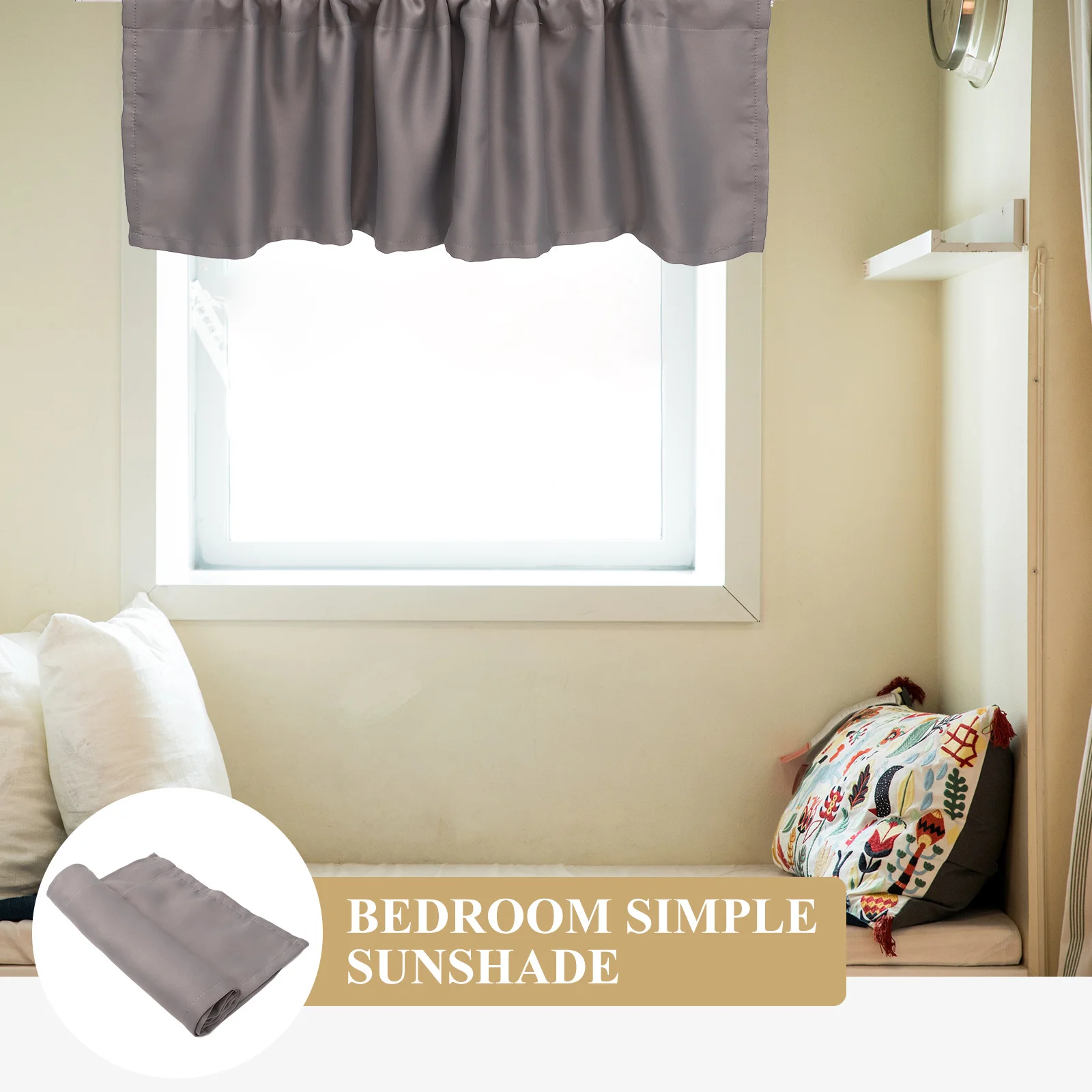 

Window Valance Cotton Material Solid Color Short Curtain for Kitchen Bedroom Living Room Rustic Decor Grey Valances for Windows