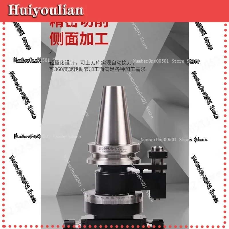 CNC Dual-End Angle Head Bidirectional Output Side Milling Attachment for BT40 BT50 Spindles 90-Degree Right-Angle