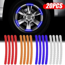 Roda do carro Cubo Adesivo, Alta Fita Reflexiva Stripe para Motocicleta, Bicicleta, Segurança de Condução Noturna, Adesivo de Aviso Luminoso, 20Pcs