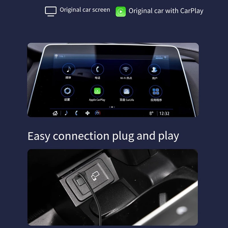 Adaptateur Carplay sans fil Ai Box, Android Auto, Wild personnalisée, Applications mobiles, 4G, Permanence, GPS, Pièces de rechange