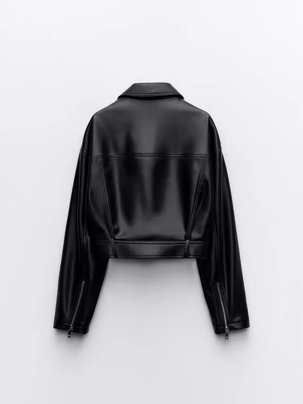 Printemps nouveauté femmes rétro Hong Kong Sle décontracté ort Jaet manteau en cuir 30037 800 respirant coupe ample fermeture éclair