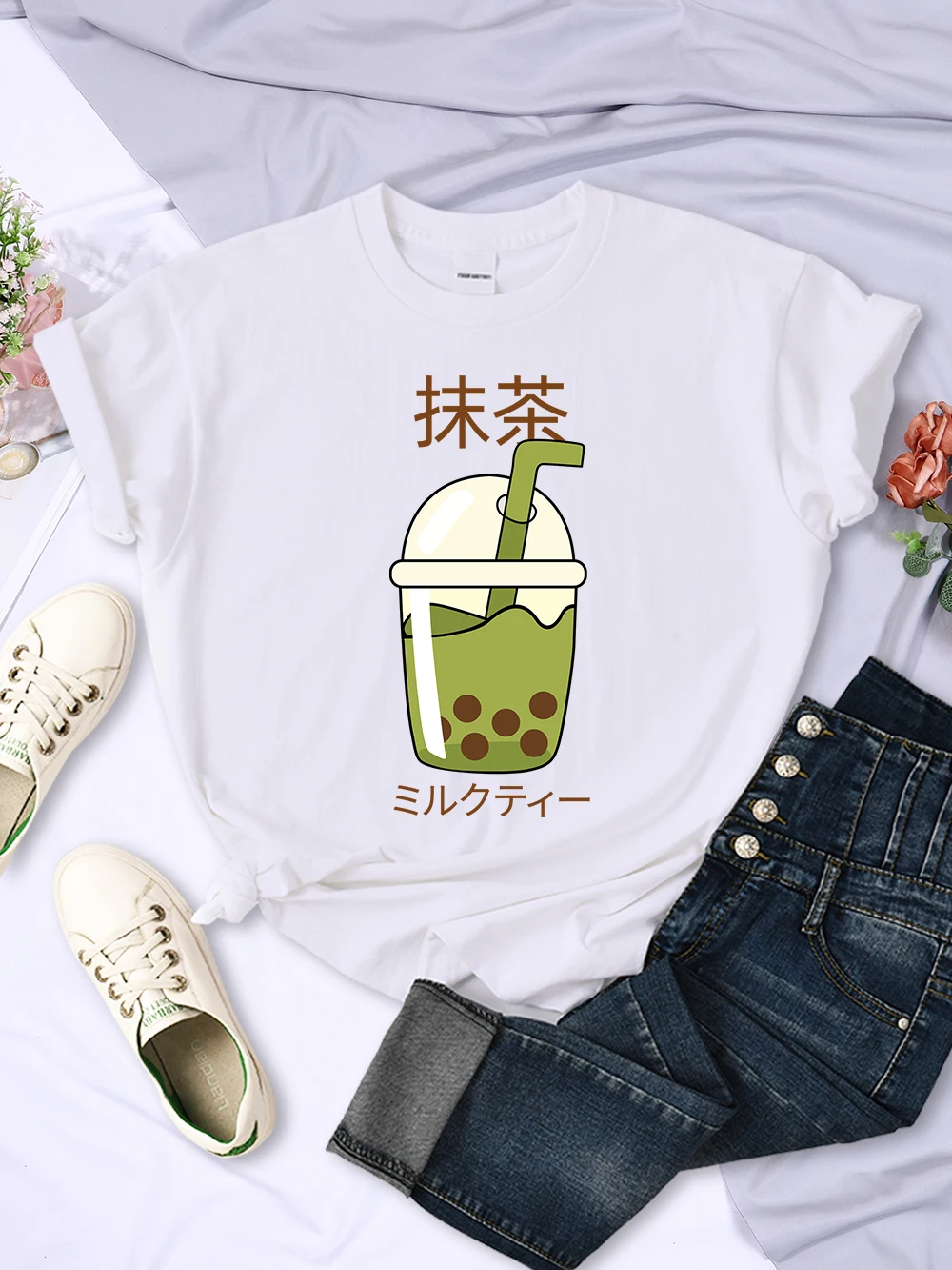 Matcha Cup Harajuku Printed Womens T Shirt Comfortable Street Tee Tops Multicolor Casual Clothes Summer New Female Short Sleeve