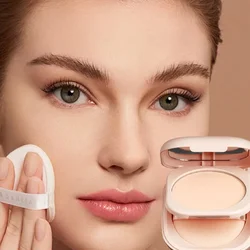 Milk Tea Waterproof Compact Powder - Full Coverage Contour and Concealer, Matte Finish, Double-Layer Portable Setting Powder