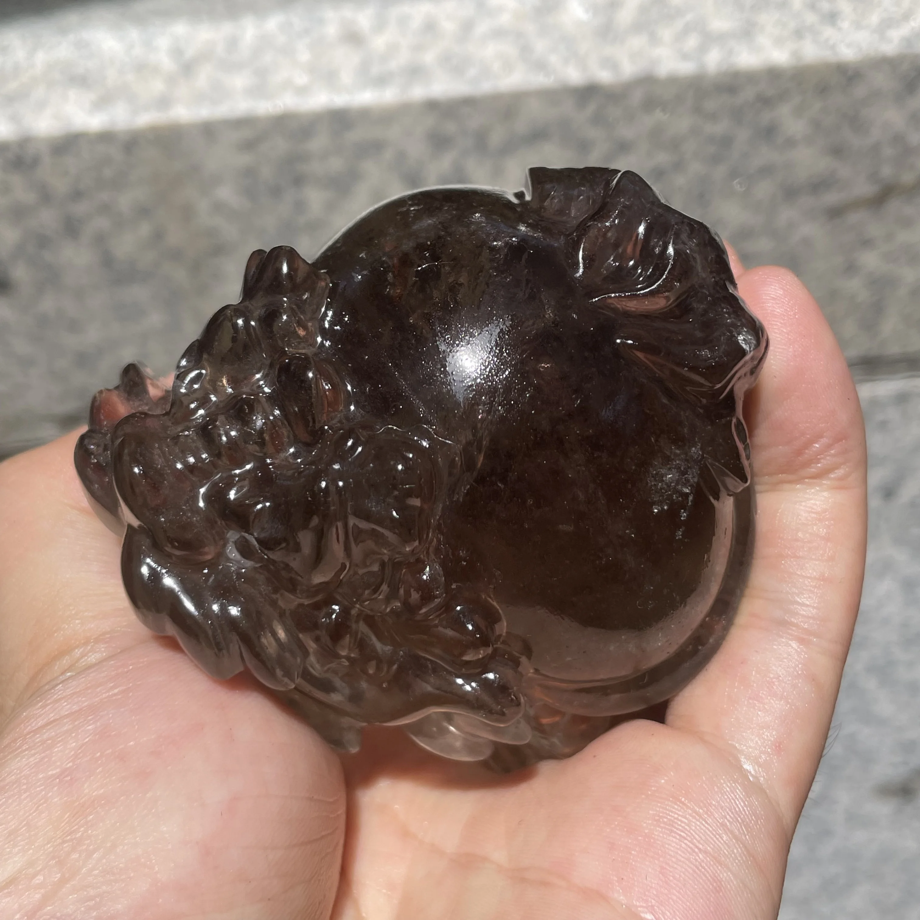 Natural Smoky Quartz Dragon Turtle Statue Polished Raw Crystal Animal Sculpture Home Desk Decoration Collectible Gift
