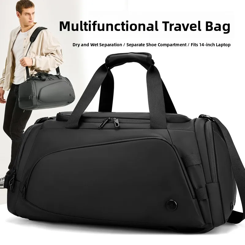 

Модная мужская спортивная сумка для фитнеса, большая вместительная дорожная сумка для деловых поездок, дорожная сумка с разделением для сухих и влажных вещей