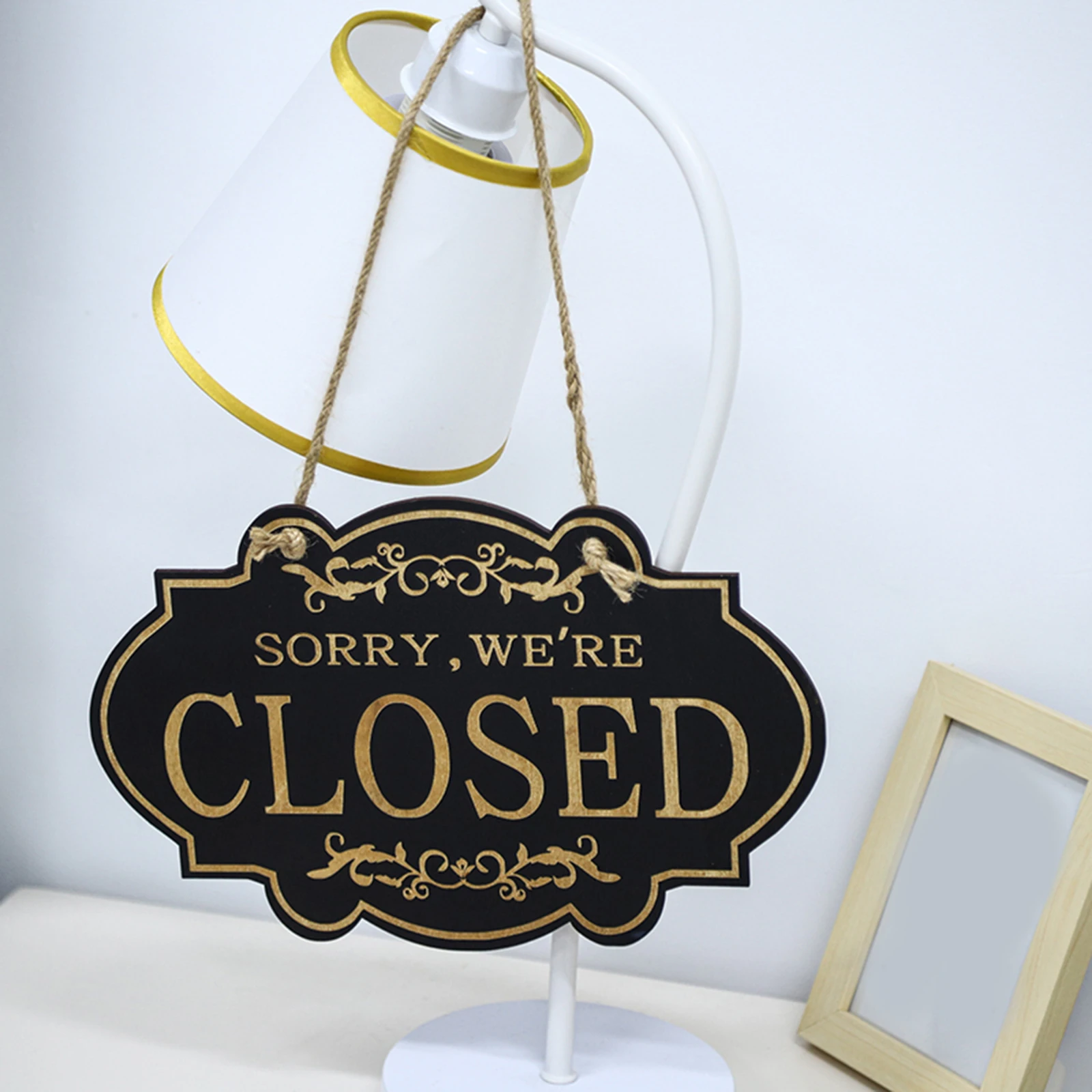 Double Sided Open and Closed Door Sign Business Sign Rustic Door Hanger Wood for Restaurant Coffee Shop Front Door Porch Bar