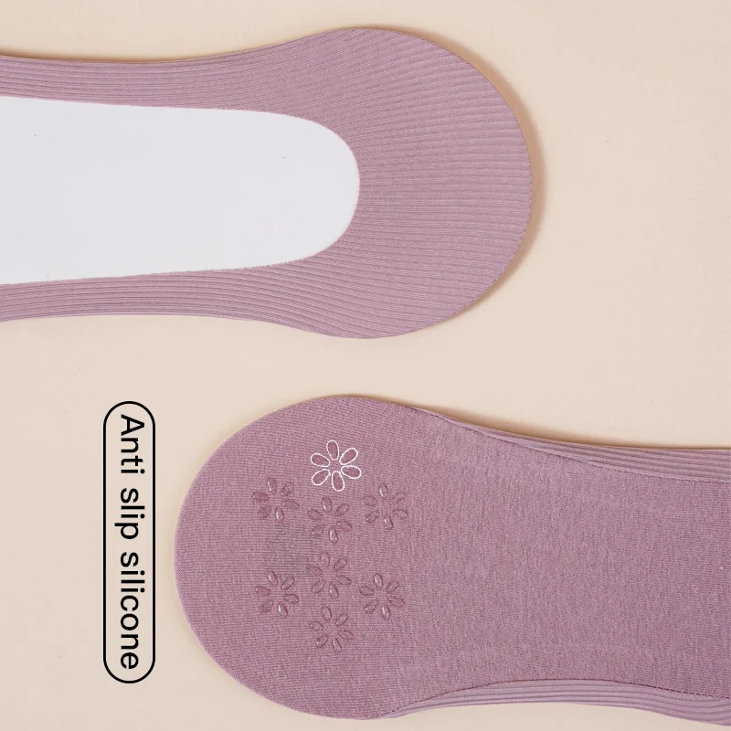 4 Pairs Women Summer Thin Sock Slippers Silicone Antiskid Ice Silk Crew Socks Seamless Invisible Girls Solid Boat Socks Korea