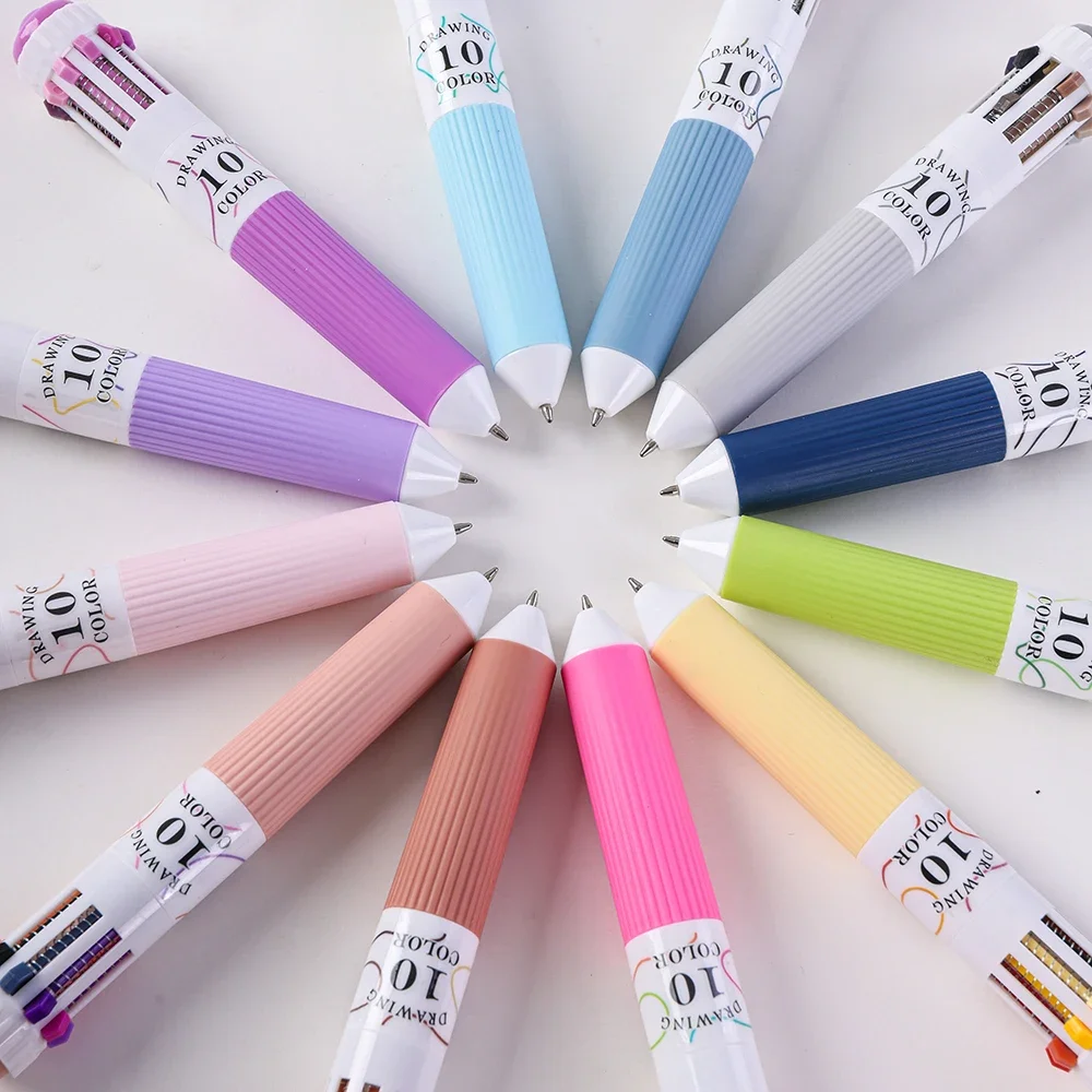 120 Colors 10 In 1 Retractable Ballpoint Pen Set, 0.8mm Fine Point Smooth Writing for Drawing, Graffiti, School Art Supplies