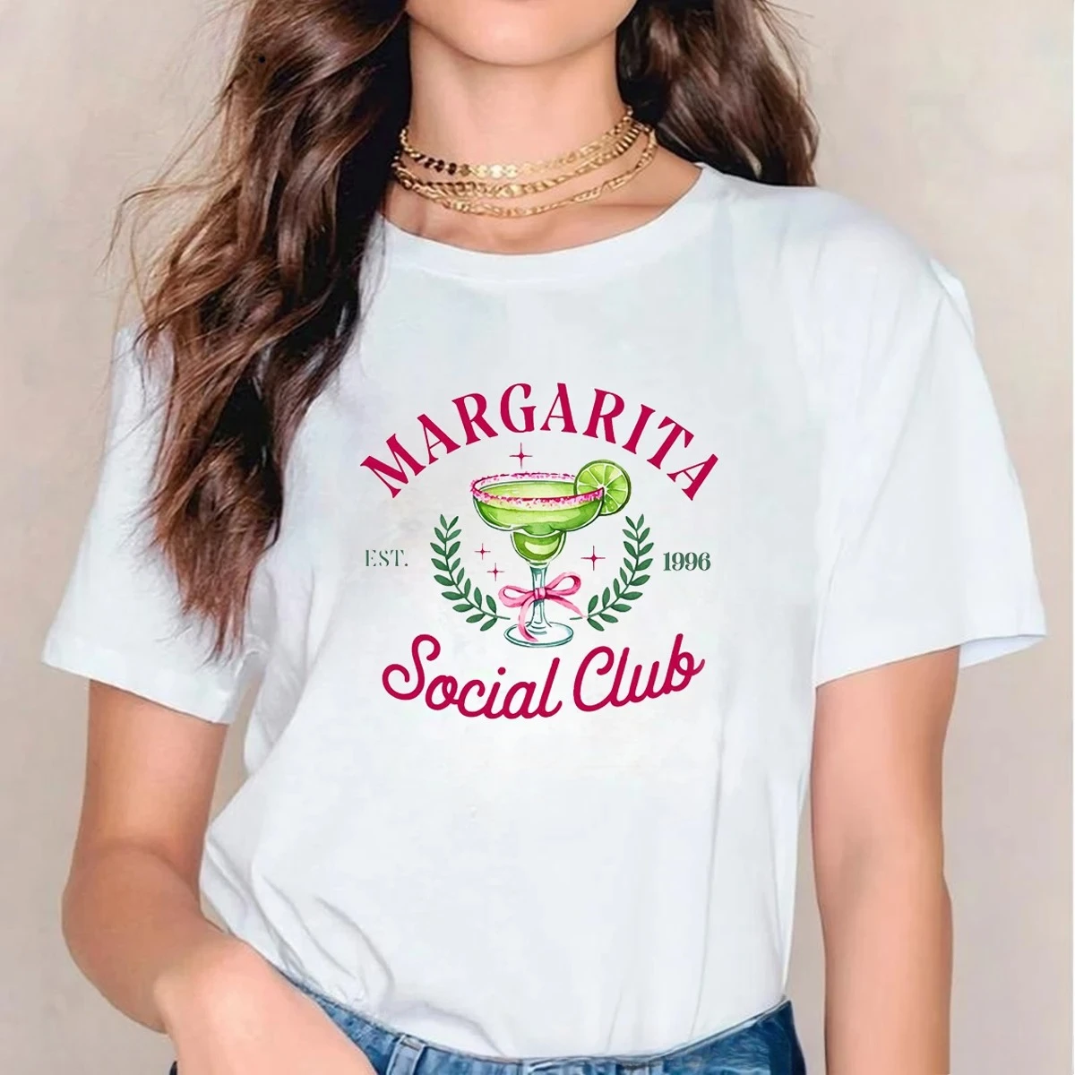 Margherita Cocktail Party Harajuku T-shirt décontracté à manches courtes pour femme, vêtements streetwear, hauts et t-shirts esthétiques