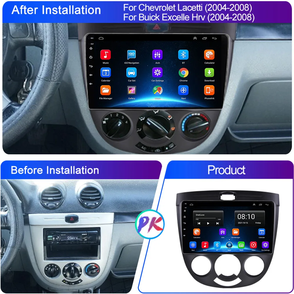 Android 14 GPS FM Autoradio For Chevrolet Lacetti J200 For Buick Excelle Hrv For Daewoo Gentra 2 Carplay Android Auto Car Radio