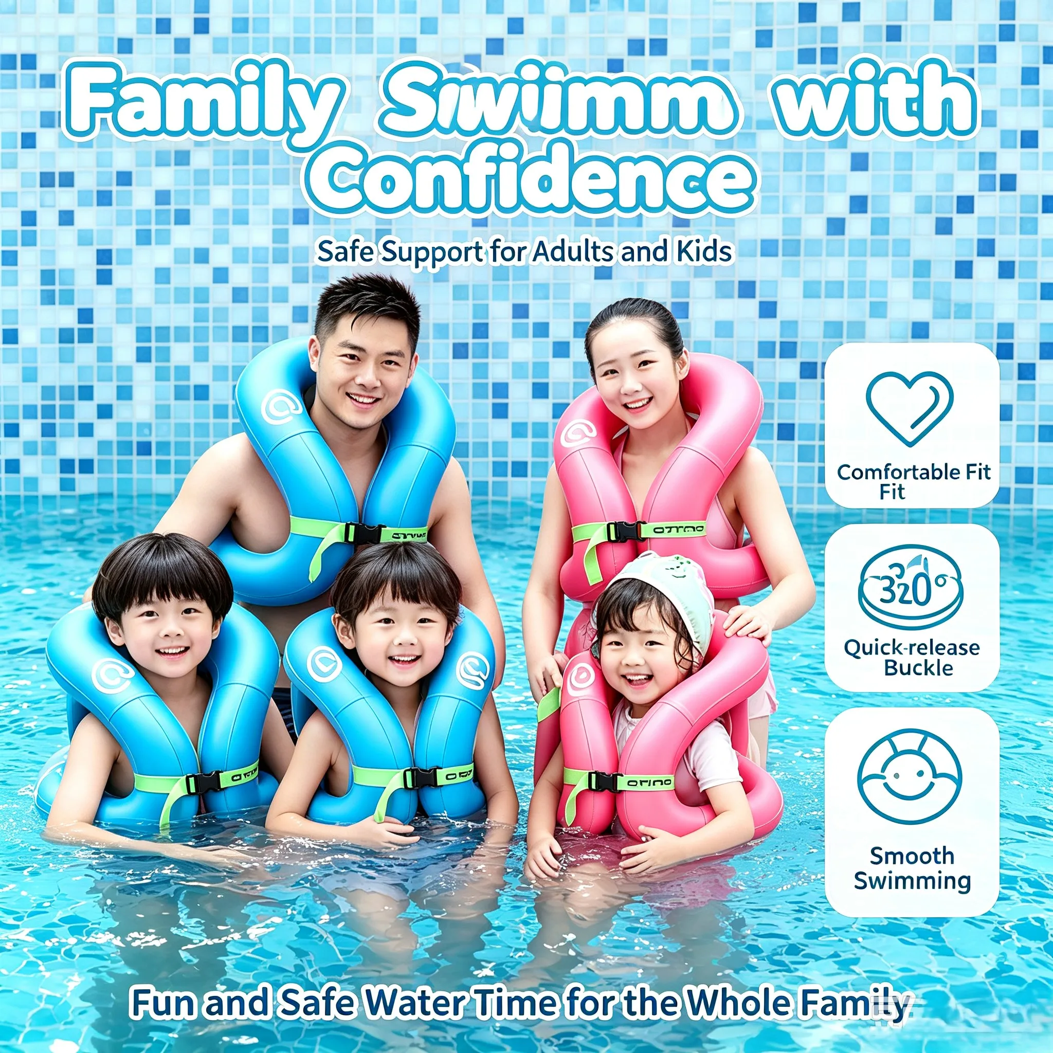 New Kids Inflatable Swim Ring with Thickened Double Air Chamber Underarm Float for Swimming Safety And Fun
