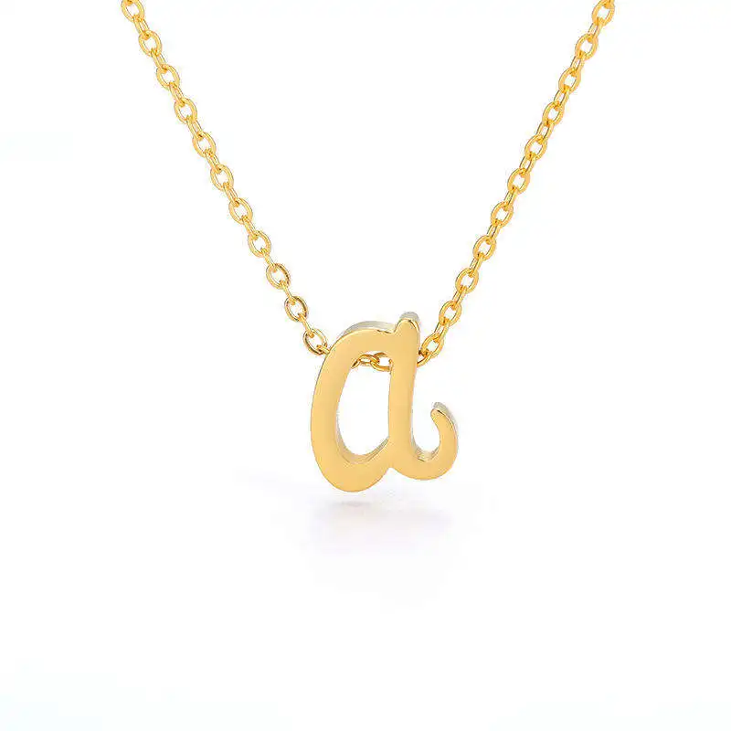 

Women Trending Gold Plated Jewelry 18K Sterling Silver Alphabet Initial Letter Pendant Necklace