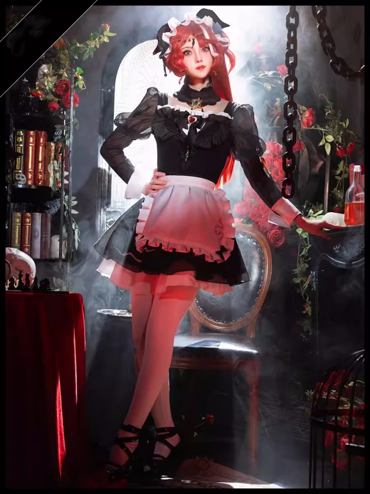 

Game Identity V Fiona Gilman Cosplay Costume Women Red Head Witch Priestess Maid Dress Halloween Comic-con Party Suit Stock