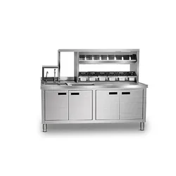 Commercial Stainless Steel Milk Tea Shop Counter Custom Made Boba Tea Preparing Refrigerate Working Bar Worktable