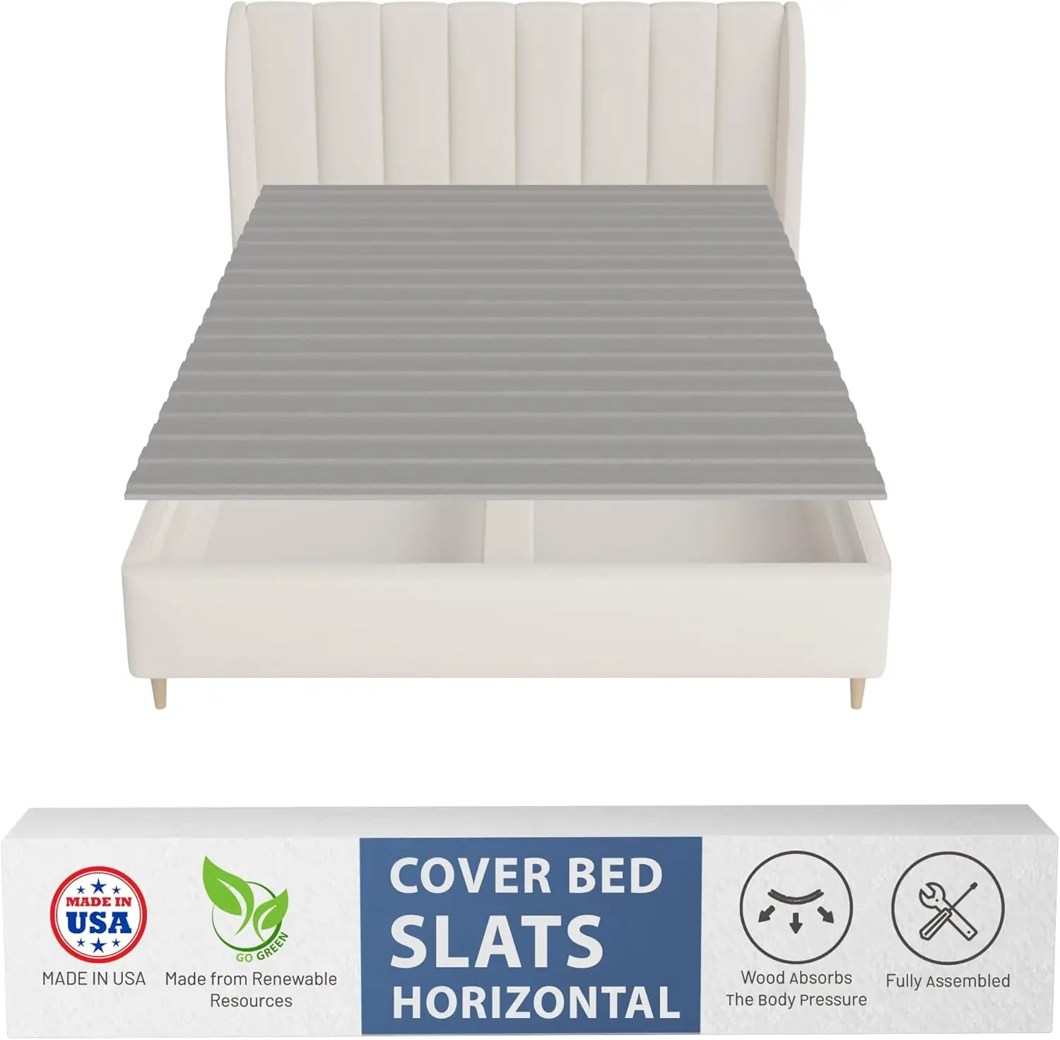 

, 0.75-Inch Horizontal Wooden Bunkie Board/Bed Slats, 72"" X 39"", Grey