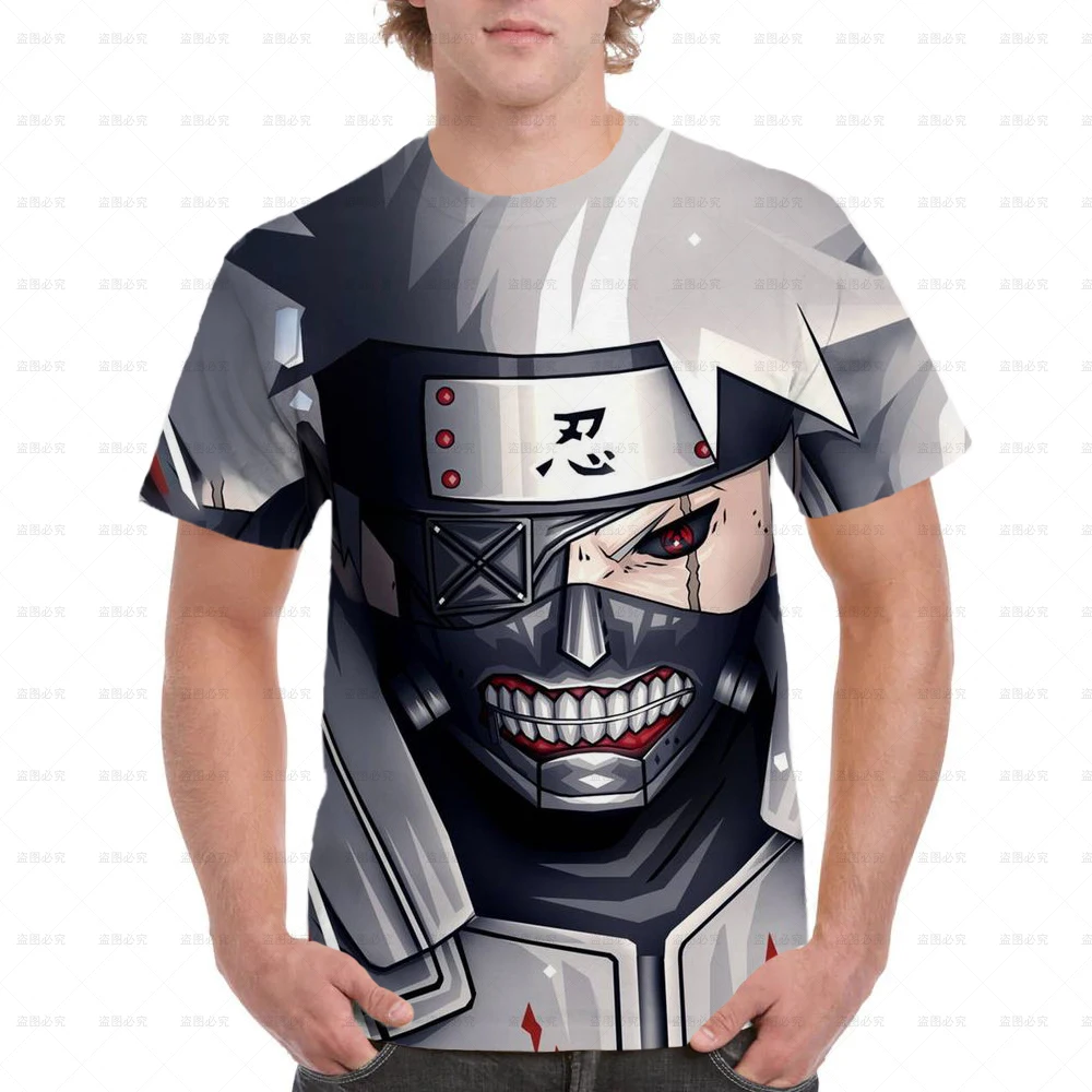 

2025 Japanese Anime Naruto Kakashi Hot Sales Japanese Manga Anime 3D Printing Kakashi Children's Short Sleeved T-Shirt Top