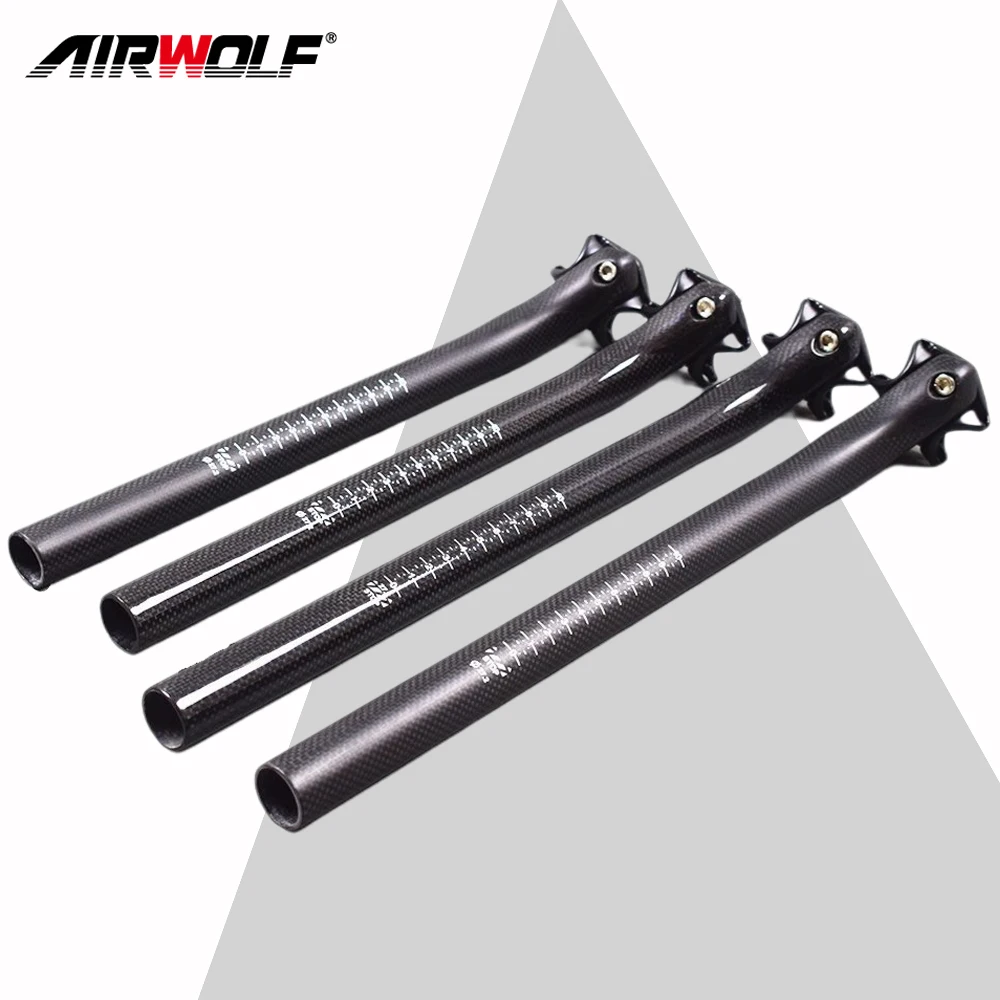 AIRWOLF Carbon Seatpost Mtb 27.2 30.8 31.6 mm Gravel Bike Seatpost Length 350 400 mm Seat Post For Bicycle Part 3K Matte Glossy