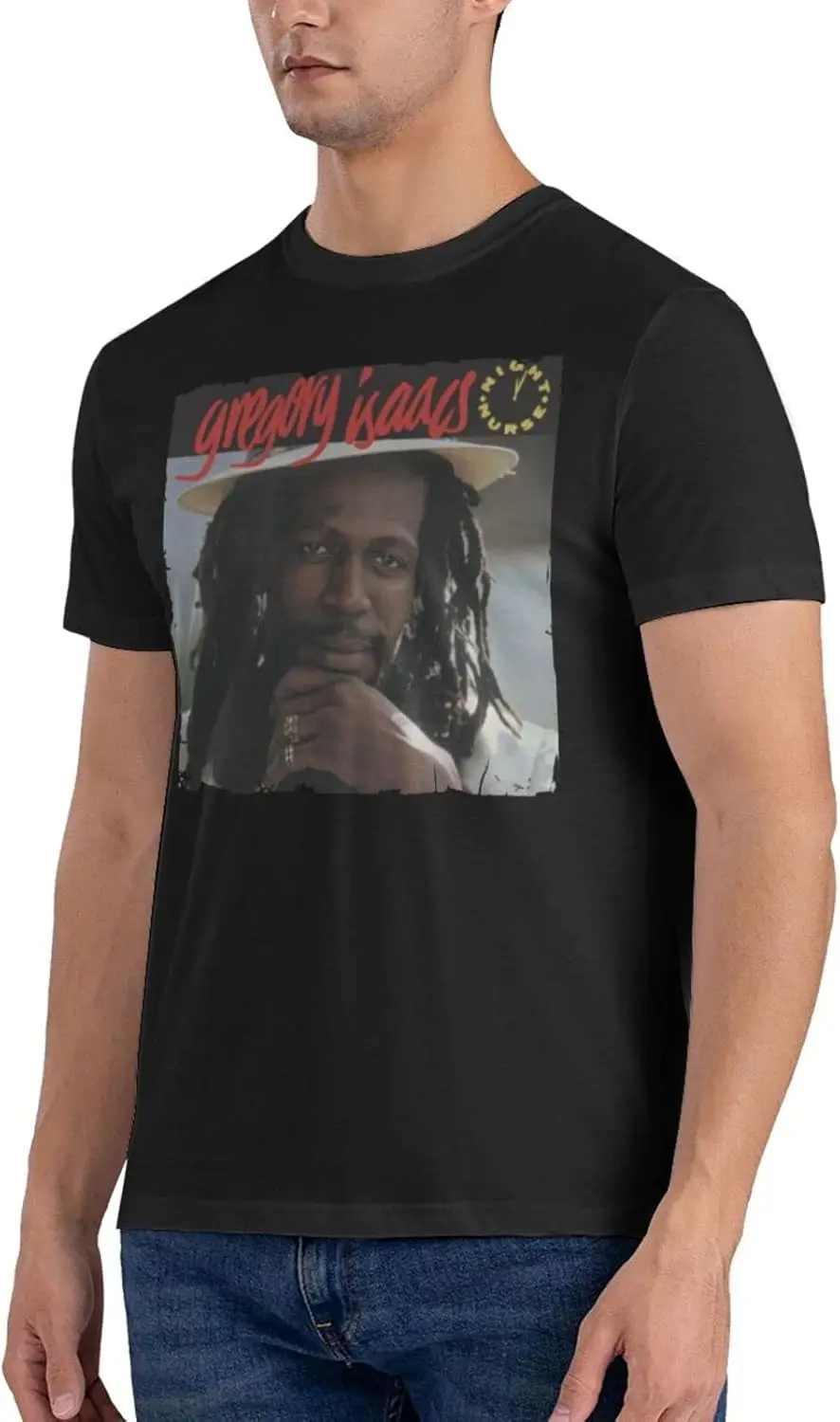 Gregory Isaacs T Shirt Crew Neck for Men Tops Cotton Athletic Short Sleeve Tee Black