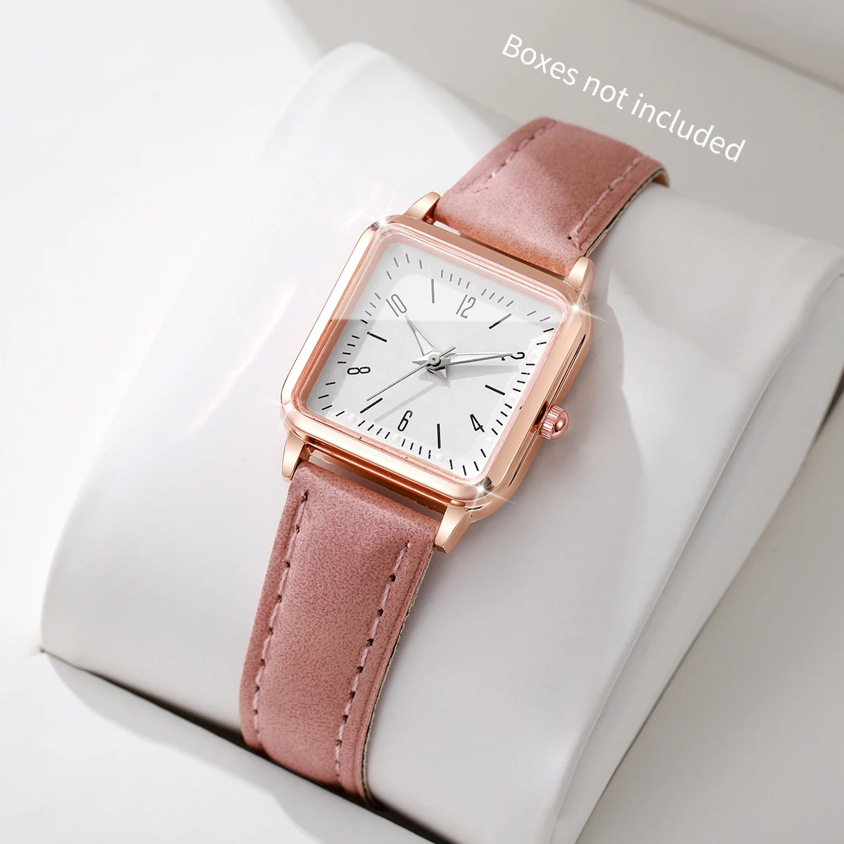 Women Fashion Leather Strap Quartz Wristwatch Simple Small Square Dial Watch Reloj Mujer Girls Clock Gift(Without Box)