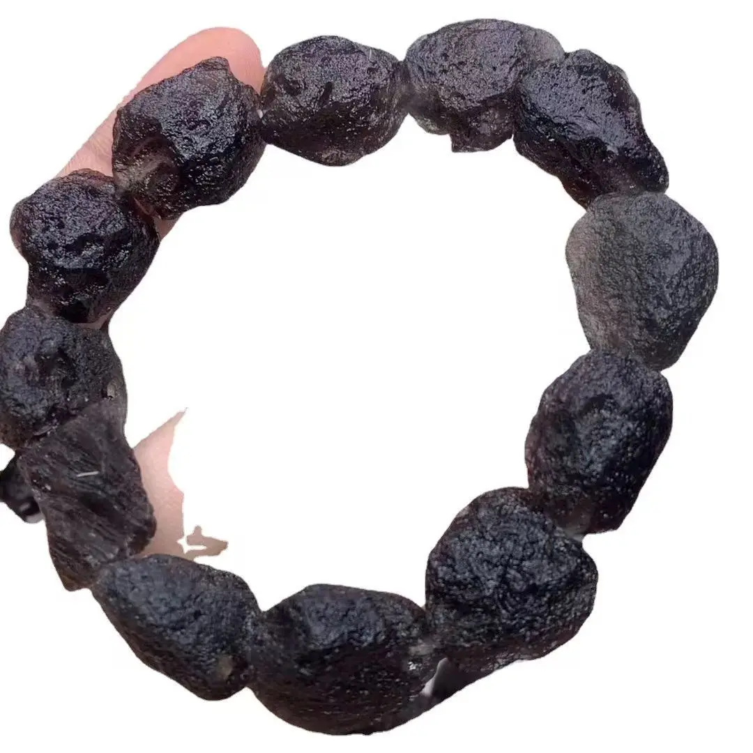 

meteorite matte black gray grass crystal Matte baroque bracelet 15-18mm wholesale beads nature