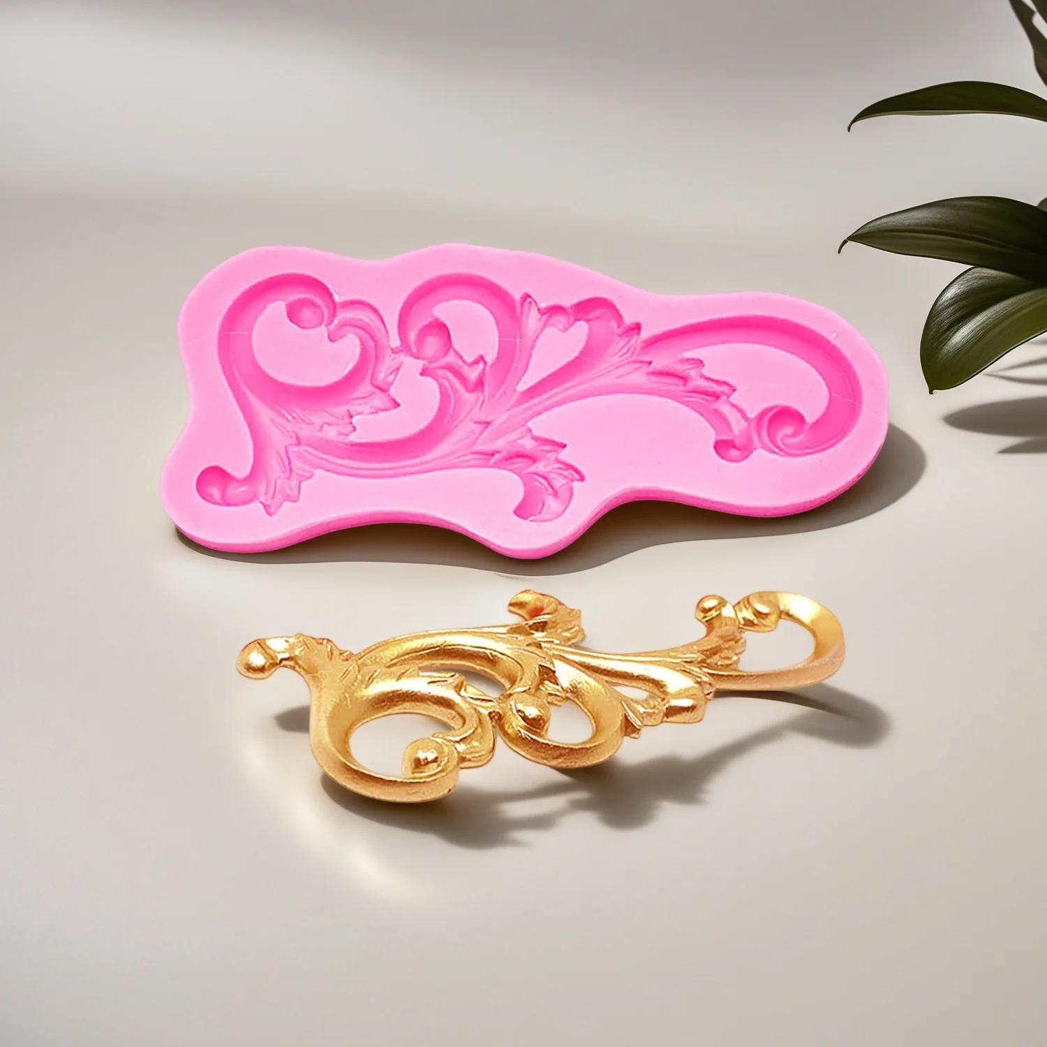 Flower Silicone Mold Baroque Scroll Relief Border Fondant Molds Angel Baby Cake Decorating Tools Candy Chocolate Gumpaste Mould